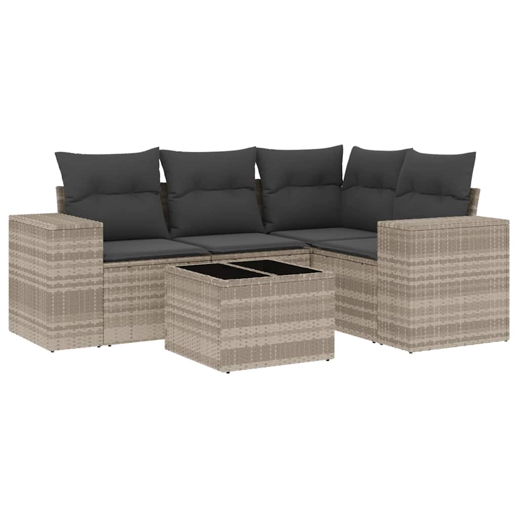 4-tlg. Garten-Sofagarnitur mit Kissen Schwarz Poly Rattan