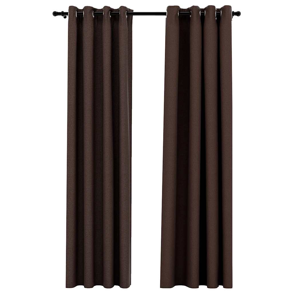 Verdunkelungsvorhänge Ösen Leinenoptik 2 Stk. Schwarz 140x175cm
