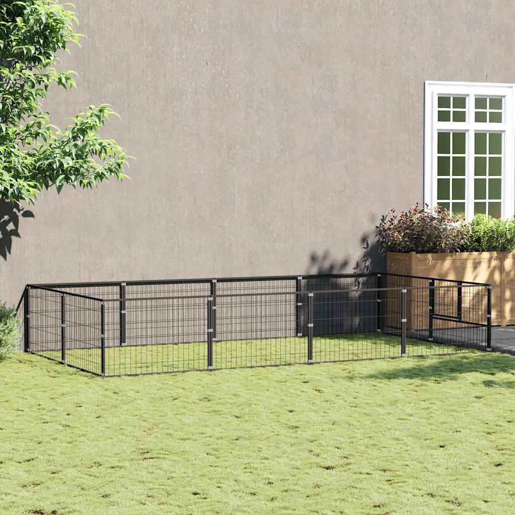 Hundezwinger Schwarz 4 m² Stahl