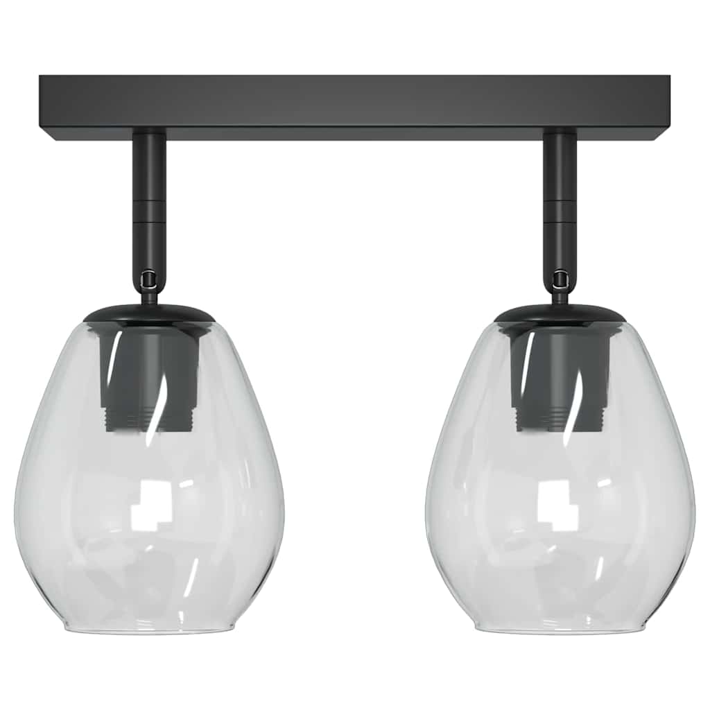 Deckenstrahler Schwarz 13 x 13 x 26 cm Glas und Metall