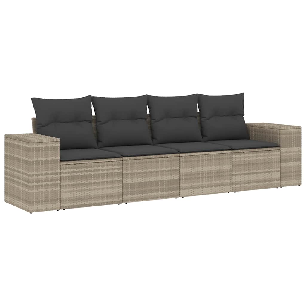 5-tlg. Garten-Sofagarnitur mit Kissen Schwarz Poly Rattan