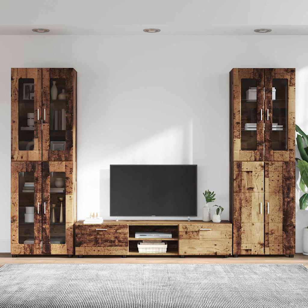 Highboard mit Regal FLORIN Weiß 60 x 35 x 182 cm Holzwerkstoff