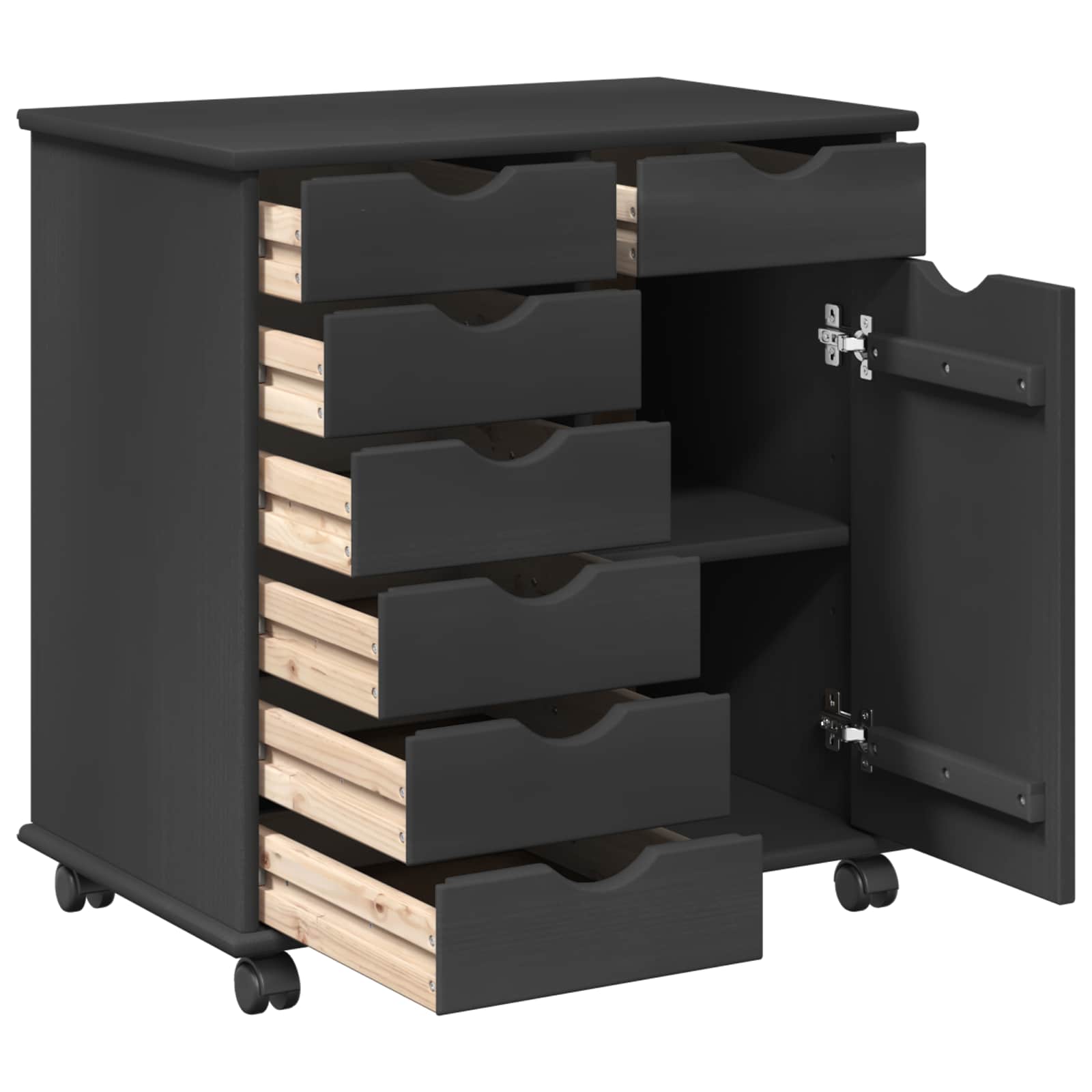 Rollschrank Honigbraun 63,5 x 39 x 65,5 cm Massivholz Kiefer