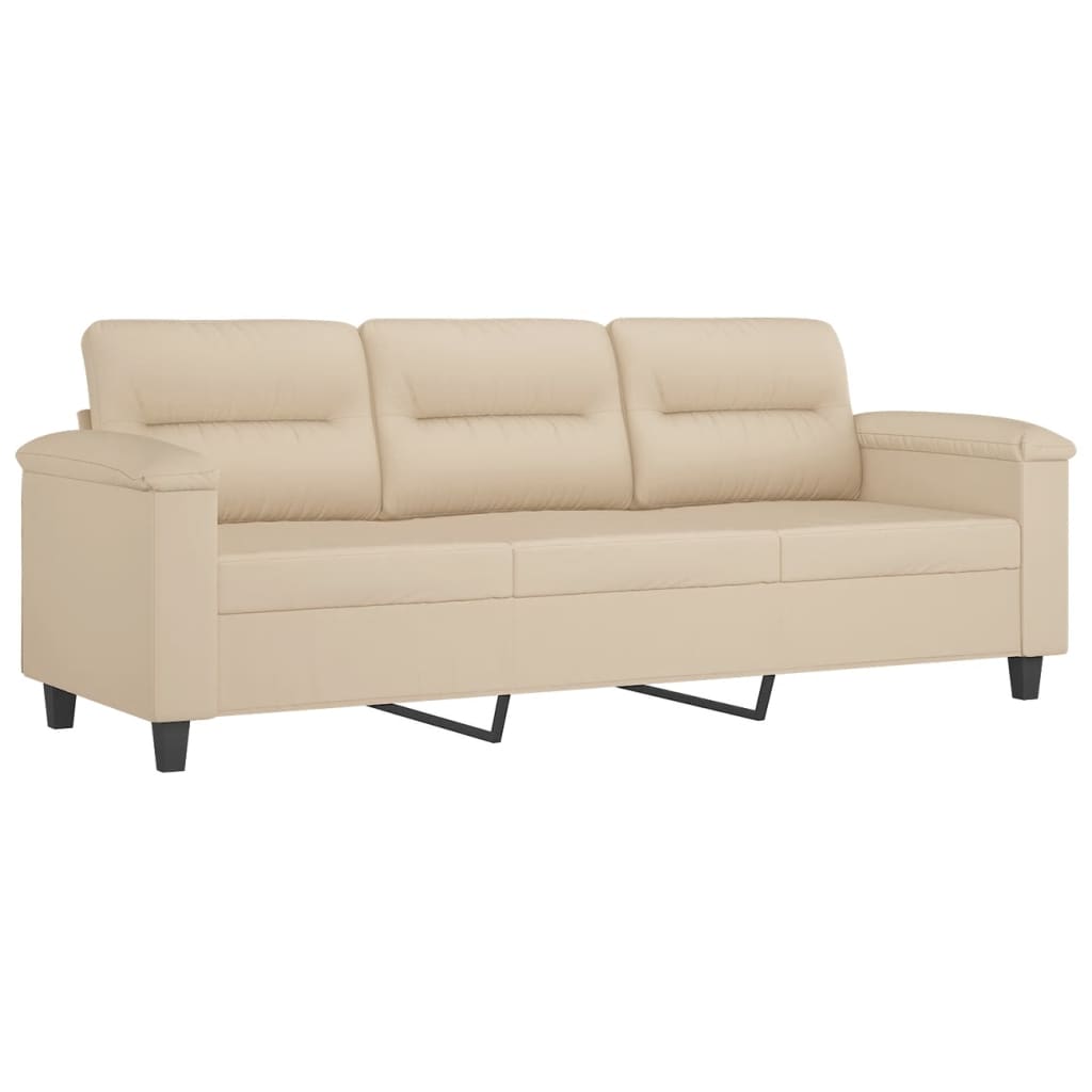 3-Sitzer-Sofa mit Hocker Taupe 180 cm Mikrofasergewebe