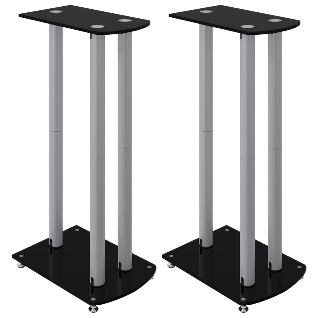 Lautsprecher-Ständer 2 Stk. Silbern Hartglas 3 Säulen