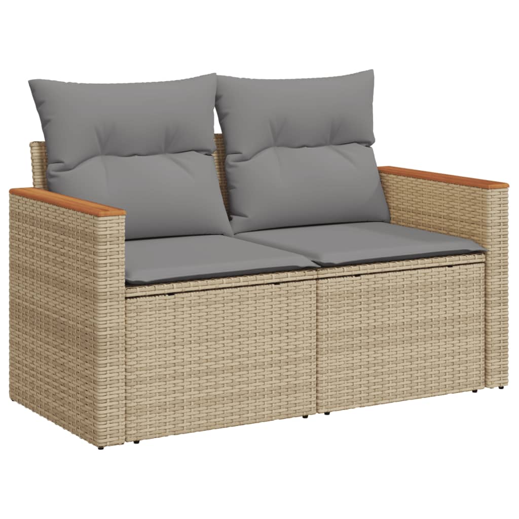 10-tlg. Garten-Sofagarnitur mit Kissen Schwarz Poly Rattan