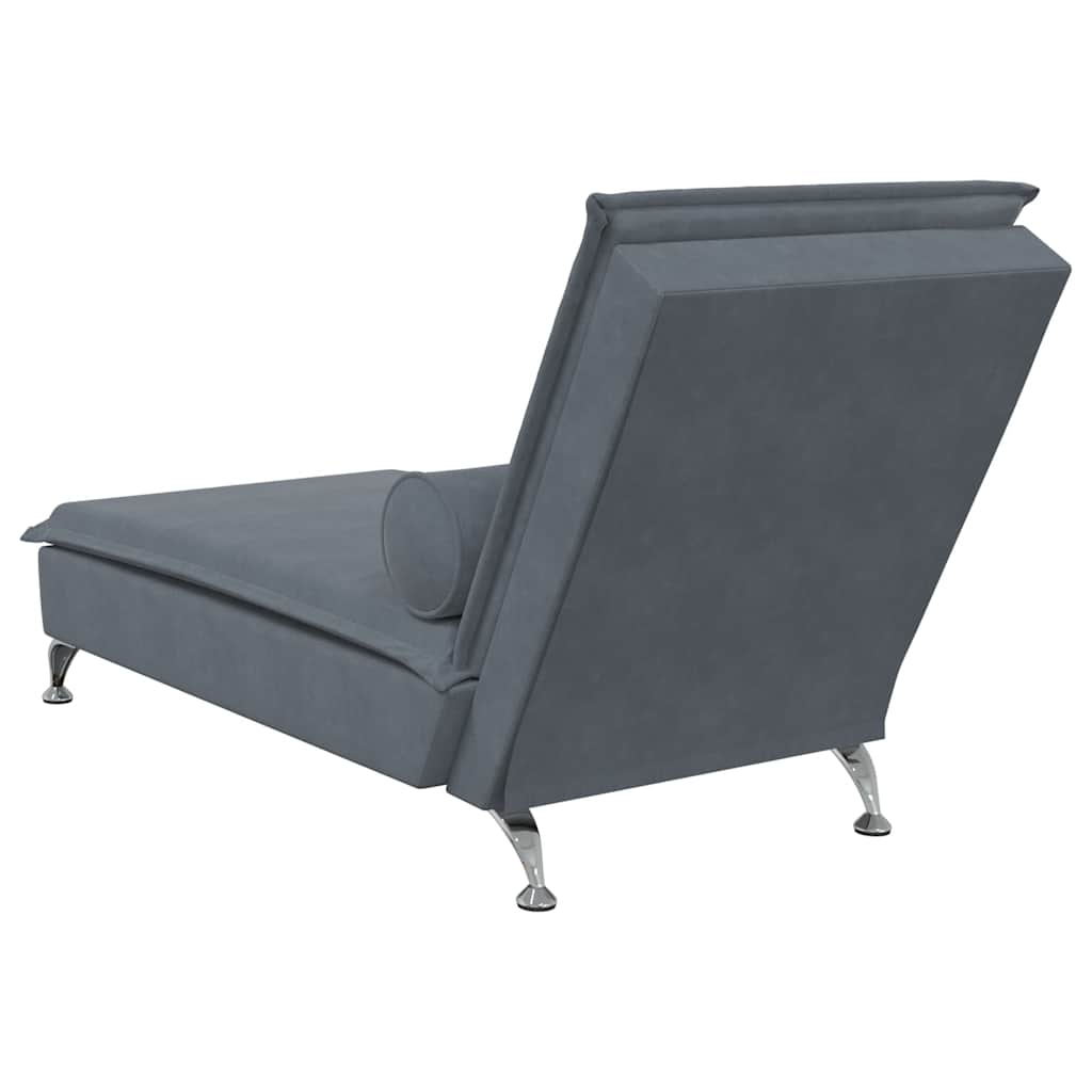 Massage-Chaiselongue mit Nackenrolle Hellgrau Samt