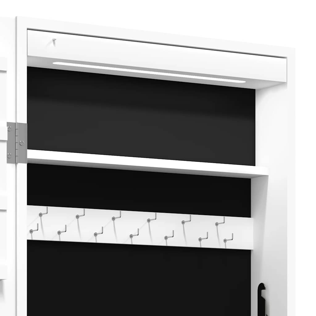 Spiegel-Schmuckschrank mit LED-Beleuchtung Wandmontage Weiß