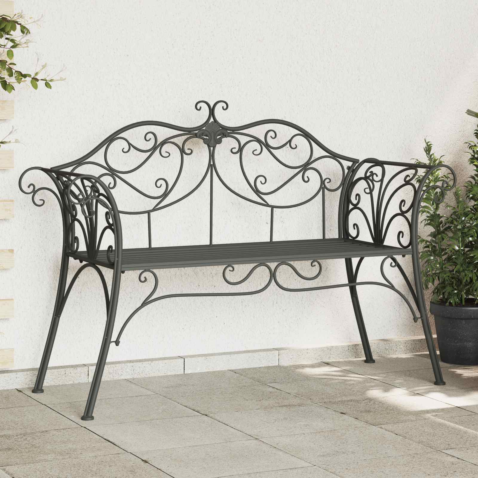 Gartenbank 2-Sitzanzahl 114 x 56,5 x 90 cm Stahl Silber Grau
