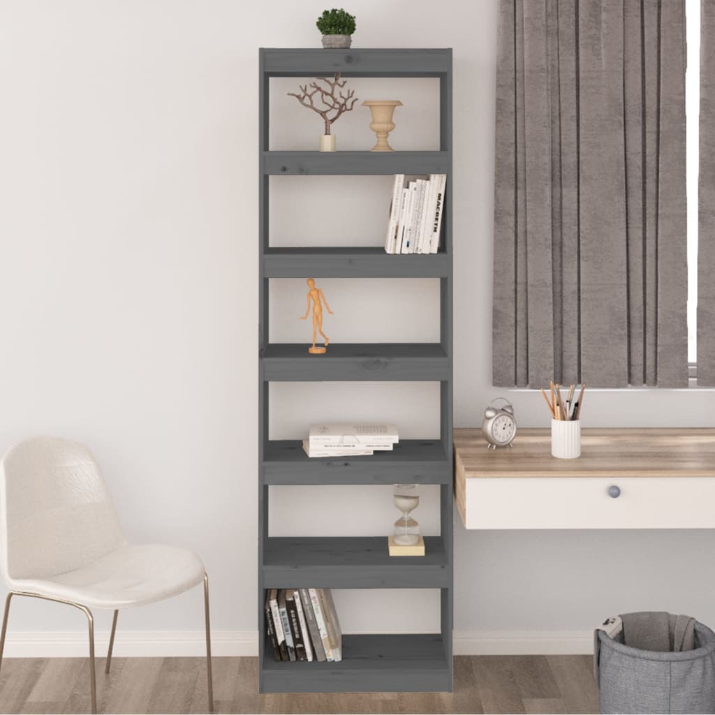 Bücherregal/Raumteiler Grau 60x30x71,5 cm Massivholz Kiefer