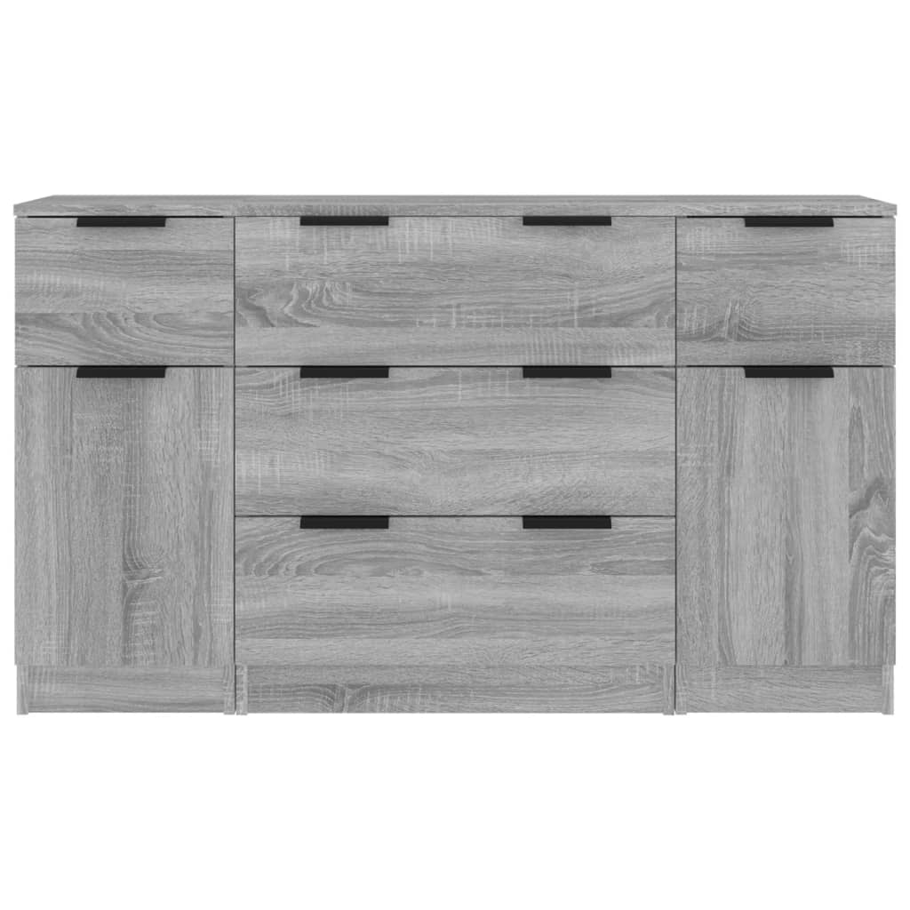 3-tlg. Sideboard-Set Weiß Holzwerkstoff
