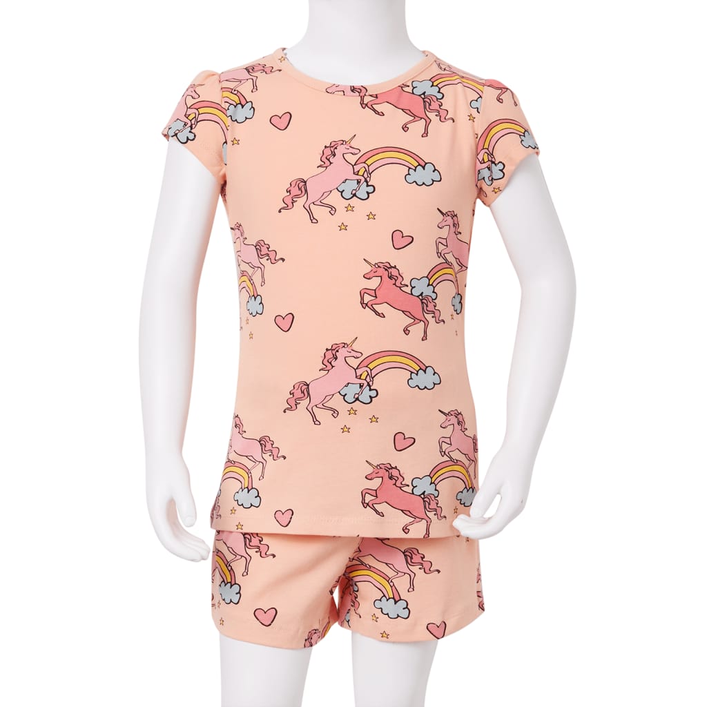 Kinderpyjama mit Kurzen Ärmeln Hellorange 92