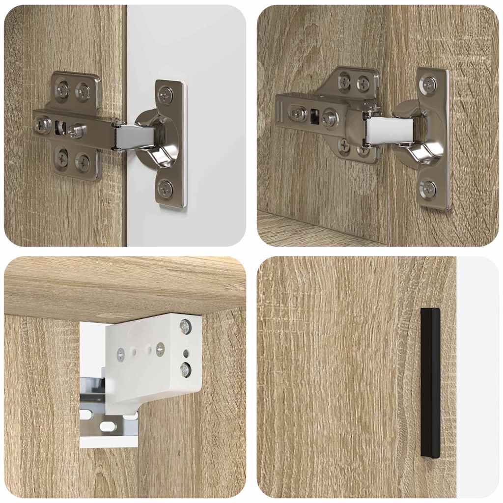Badezimmermöbel-Set mit Tür 5 pcs Weiß Holzwerkstoff & Metall