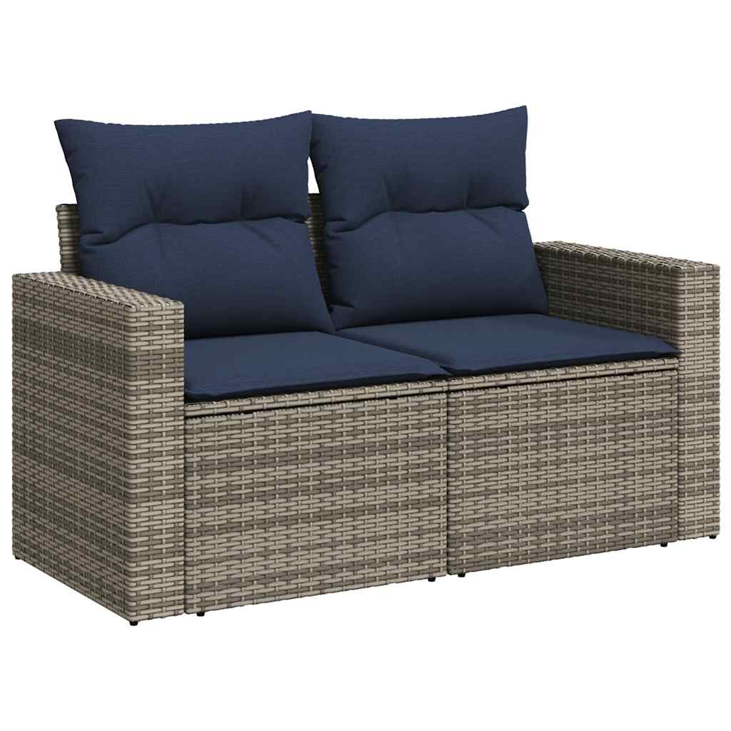 10-tlg. Garten-Sofagarnitur mit Kissen Schwarz Poly Rattan