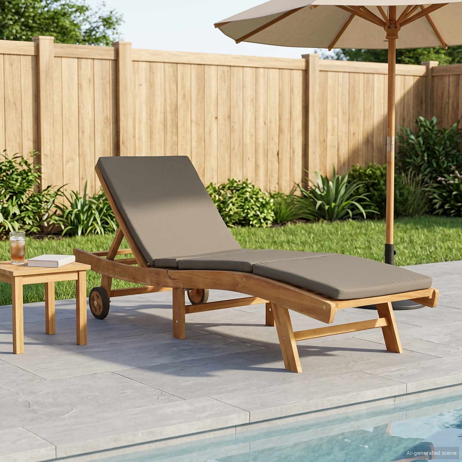 Sonnenliege Braun Massivholz Teak
