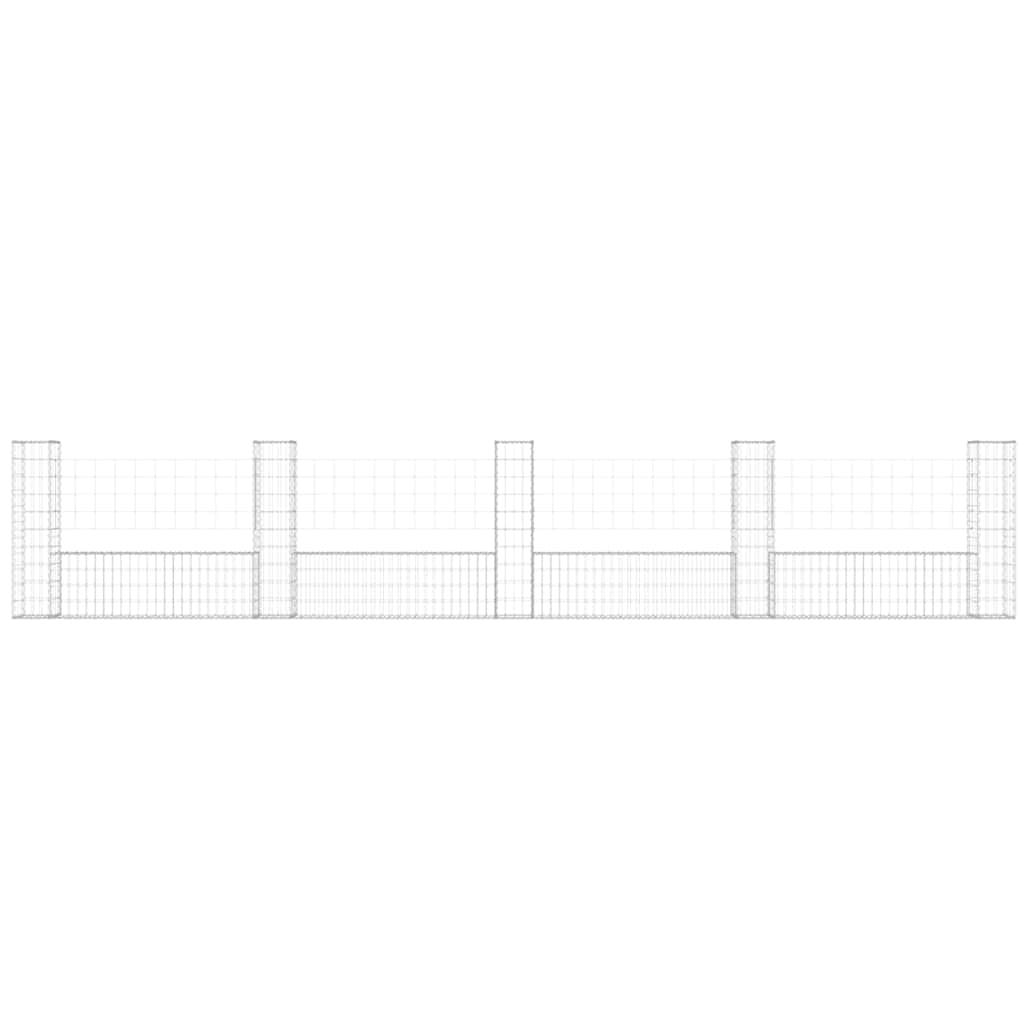 Gabionenkorb U-Form mit 2 Säulen Eisen 140x20x150 cm