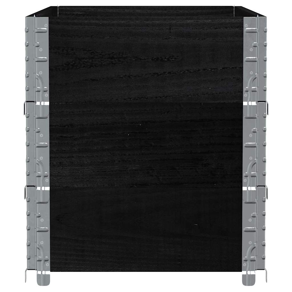 Paletten-Aufsatzrahmen Schwarz 80x60 cm Massivholz Kiefer