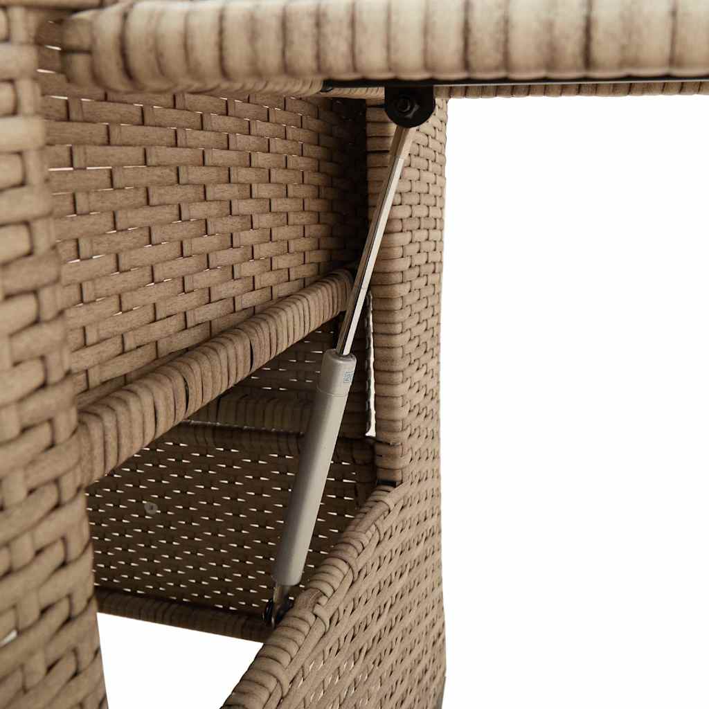 Gartensessel mit Beistelltisch Verstellbar Schwarz Poly Rattan