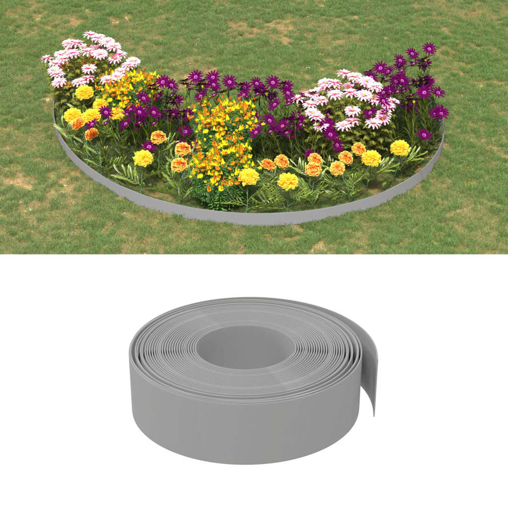 Gartenumrandung 25 m 10 cm PE Grau