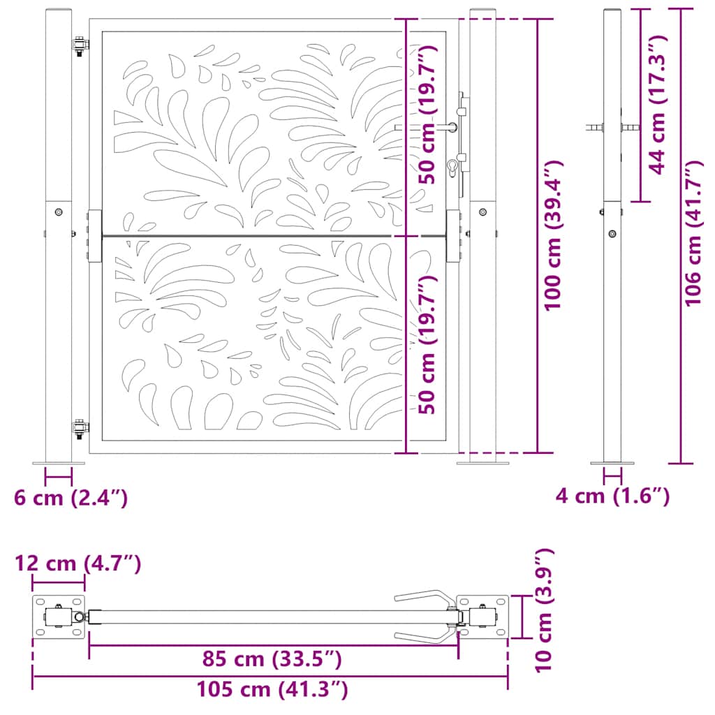 Gartentor Schwarz 100x100 cm Stahl Lichtdesign