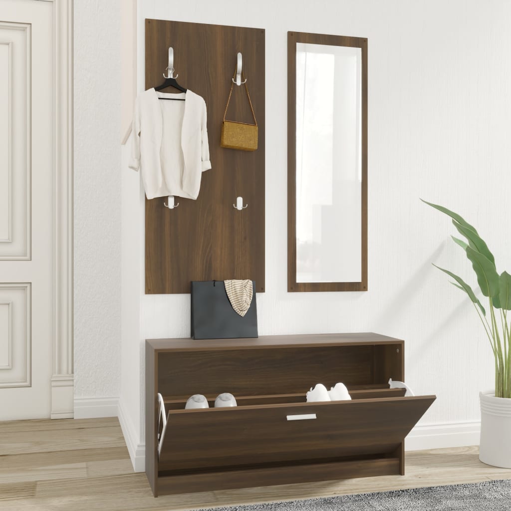 Garderoben Flur 3-in-1 Schuhschrank Schuhkipper Spiegel