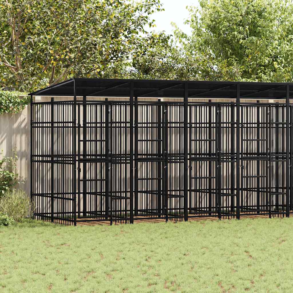 Outdoor-Hundezwinger mit Dach Stahl 1,84 m²