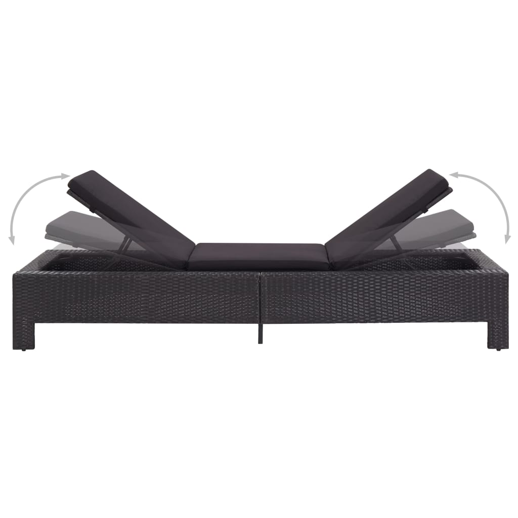 Sonnenliege mit Auflage Grau Poly Rattan