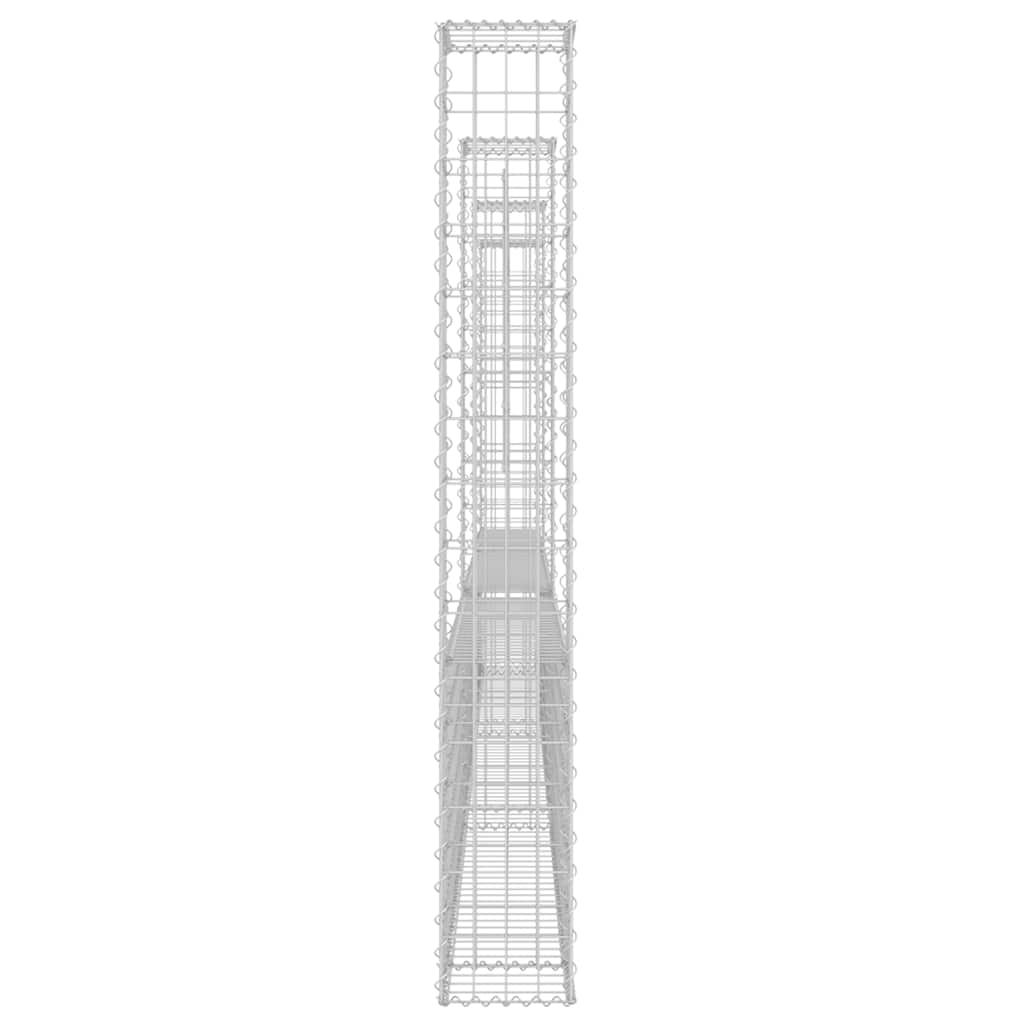 Gabionenkorb U-Form mit 2 Säulen Eisen 140x20x150 cm