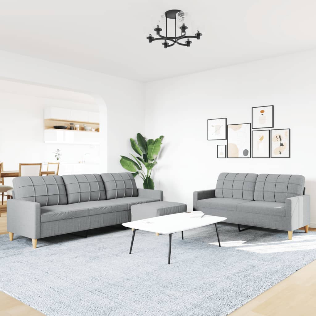 2-tlg. Sofagarnitur Hellgrau Stoff