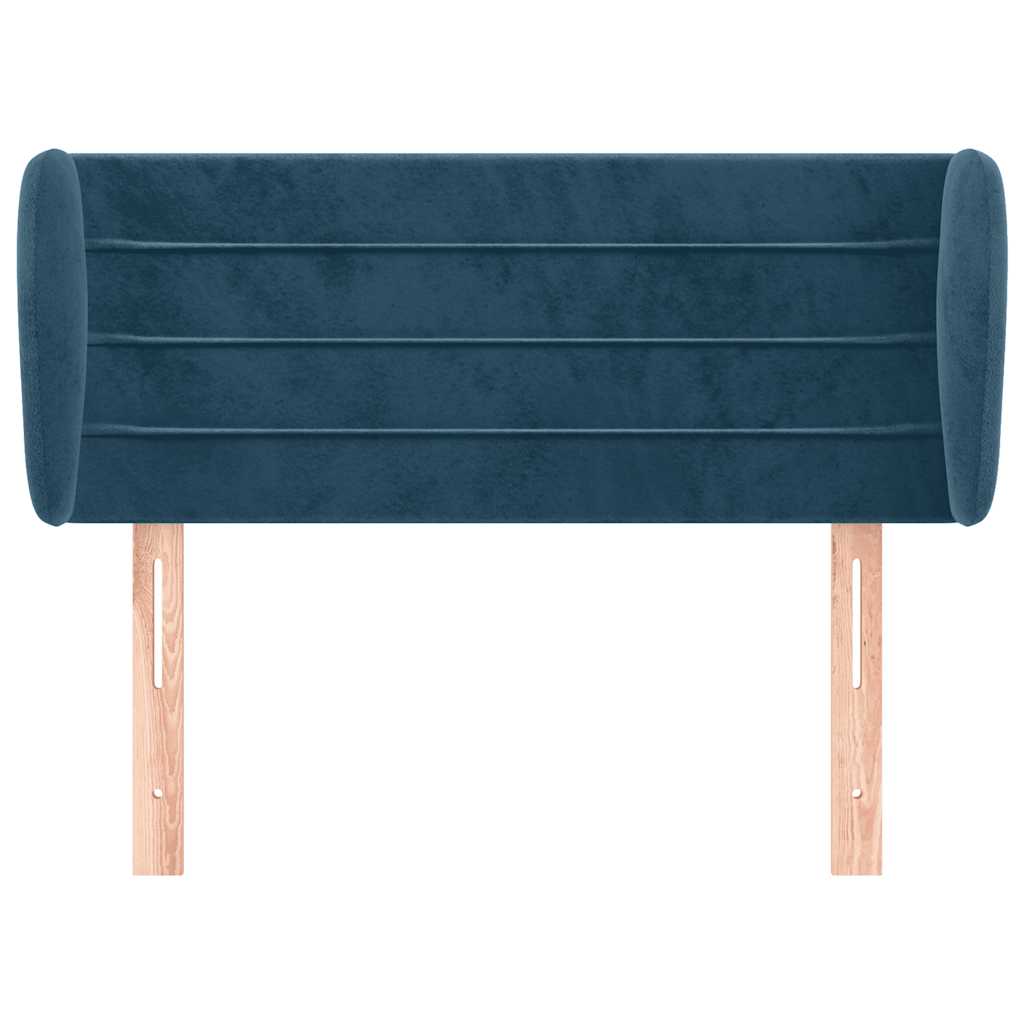 Kopfteil mit Ohren Dunkelblau 203x23x118/128 cm Samt