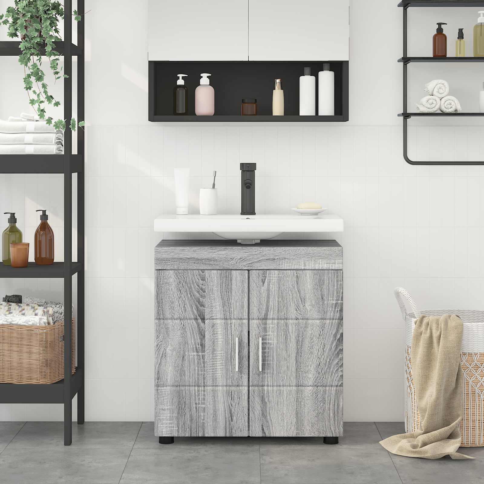 Badezimmermöbel-Set TULUM 2 pcs Weiß 60 x 34 x 63 cm
