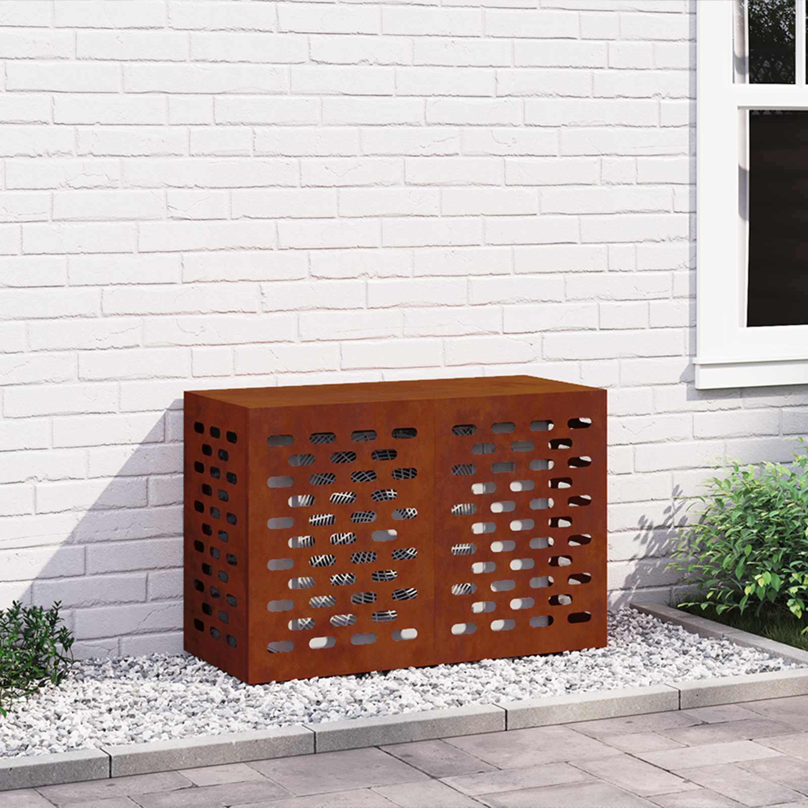 Klimaanlagenabdeckung Schwarz 90 x 40 x 60 cm Stahl