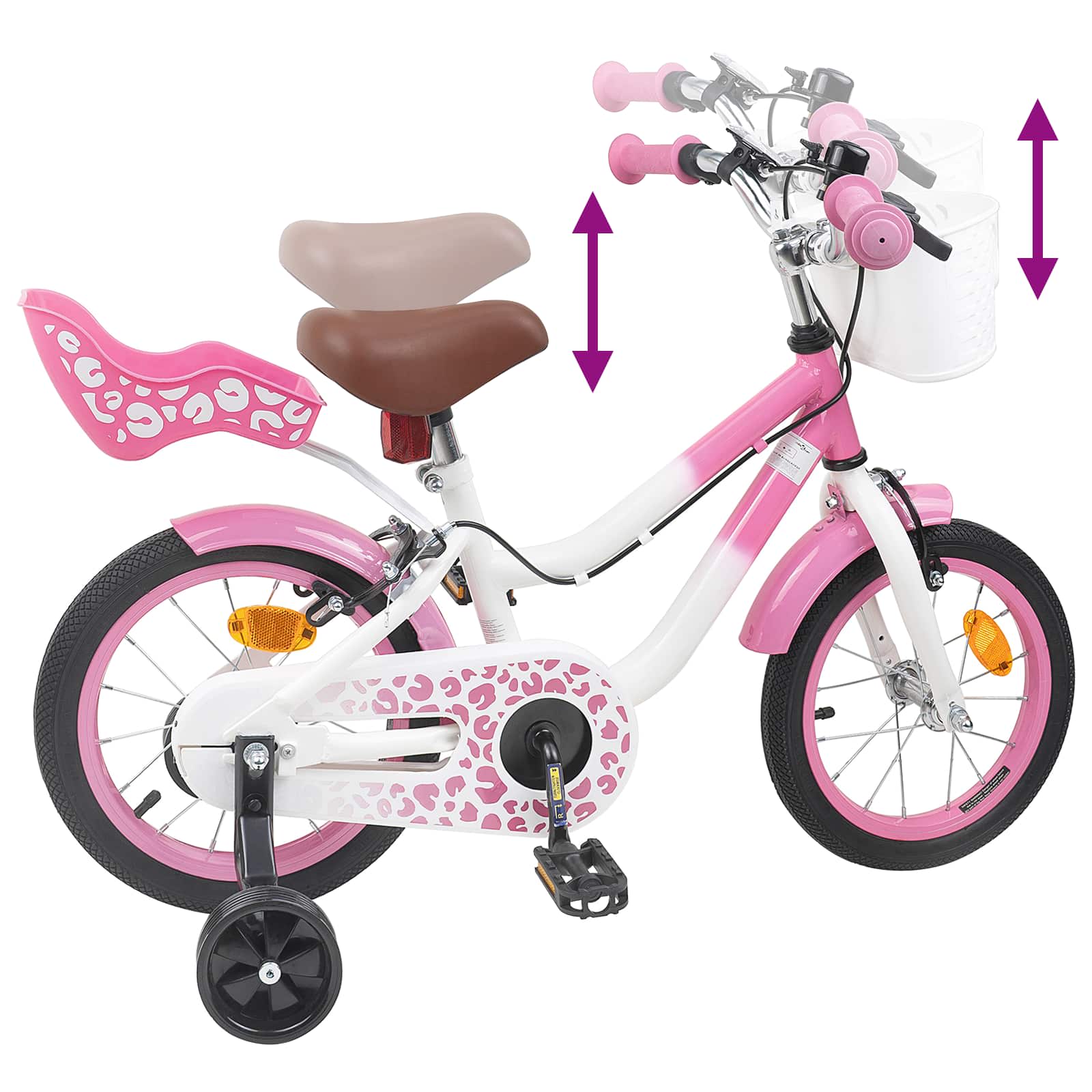 Kinderfahrrad Mit Stützrädern 12 Zoll für 2-4 Jahre alt Rosa