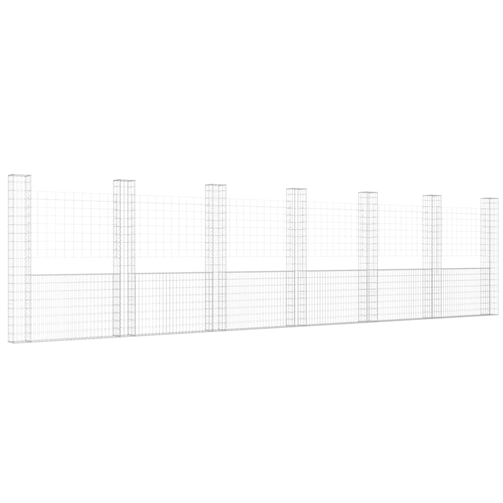 Gabionenkorb U-Form mit 2 Säulen Eisen 140x20x150 cm
