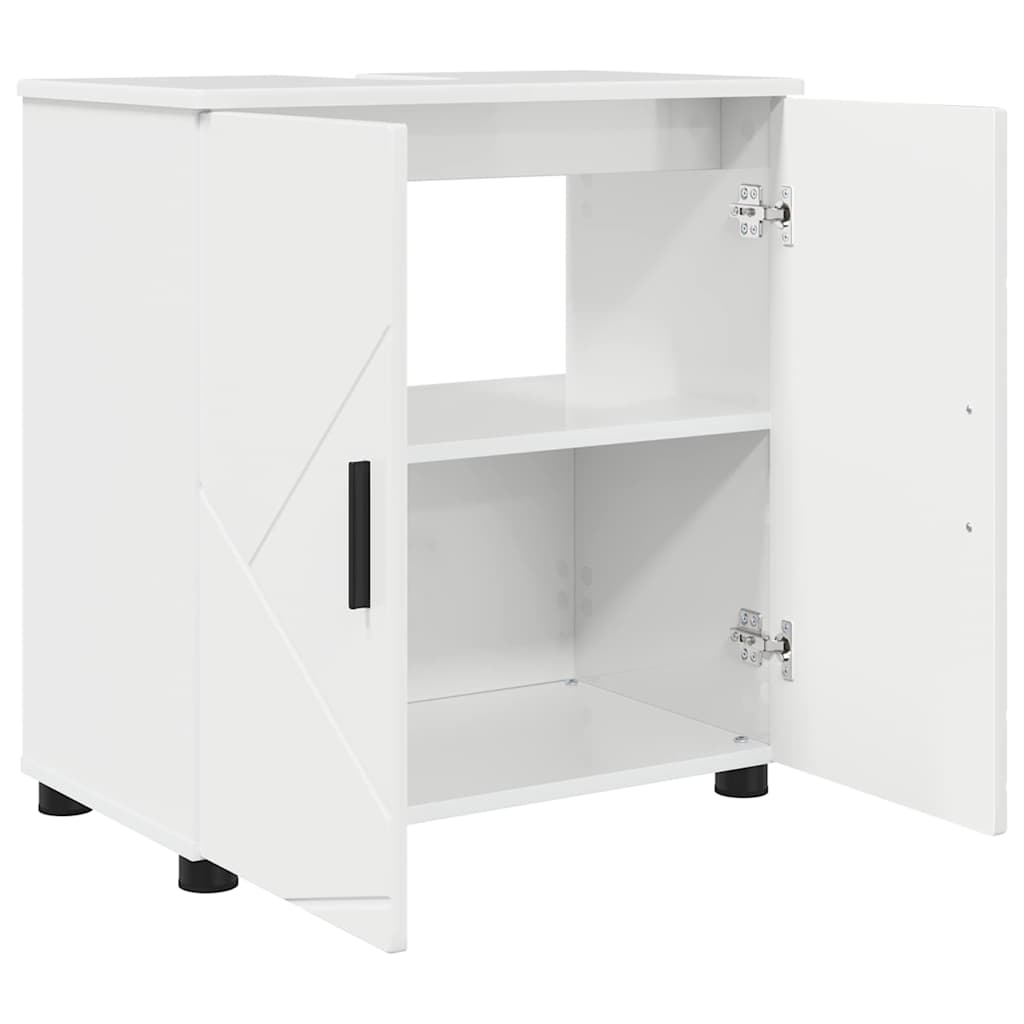 Badezimmermöbel-Set mit Tür 3 pcs Weiß Holzwerkstoff & Metall