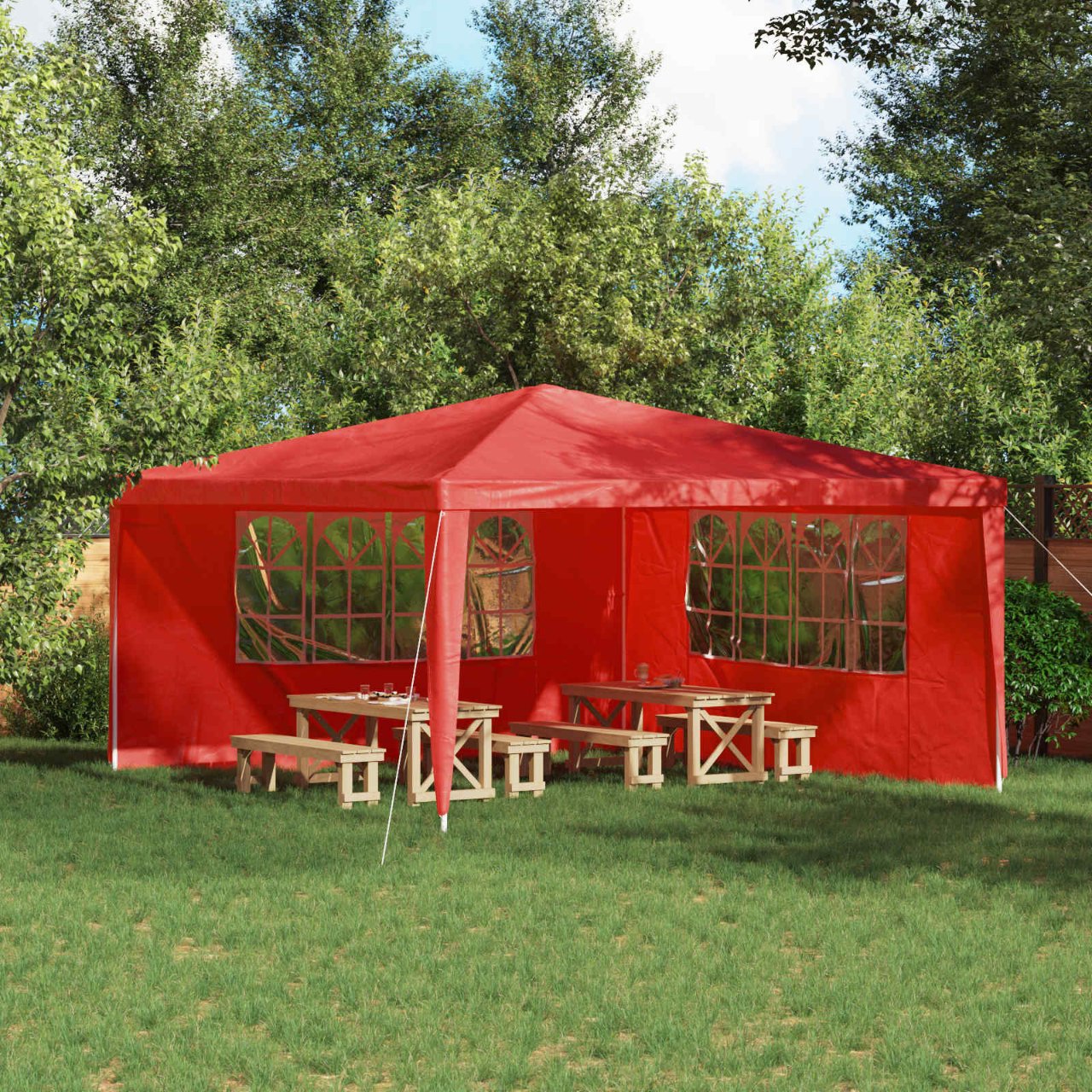Party Zelt Seitenteil 2 pcs 300 x 195 cm Rot PE und Stahl