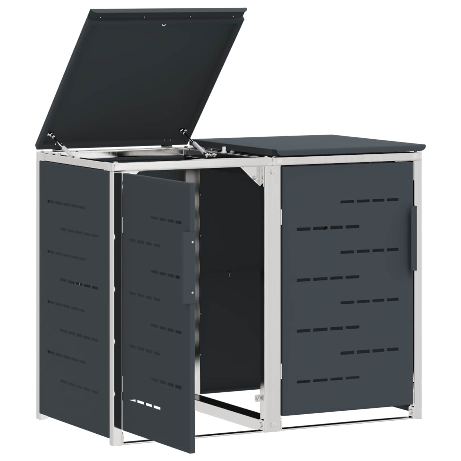 Mülltonnenbox for 2 Bins 240L Edelstahl Schwarz