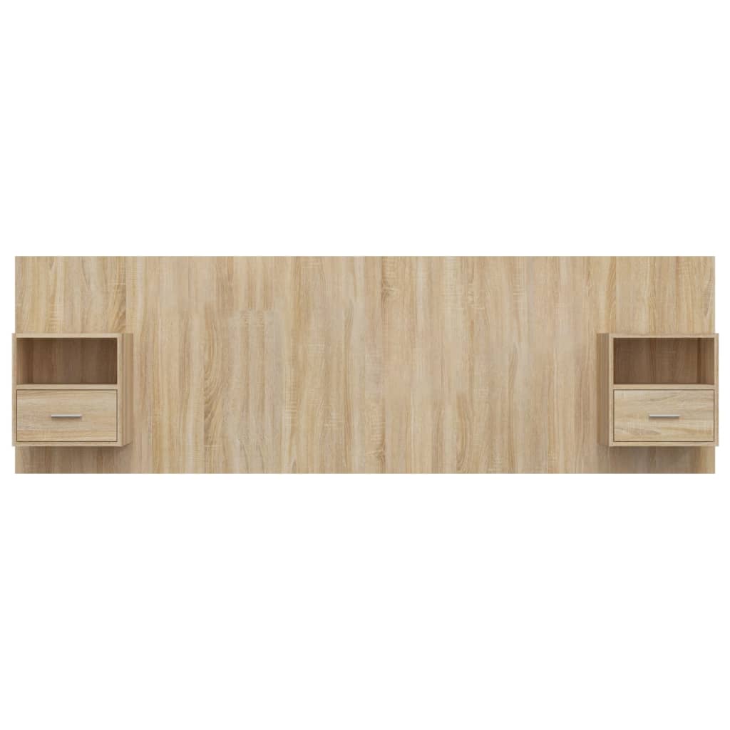 Kopfteil mit Nachttischen Weiß Holzwerkstoff