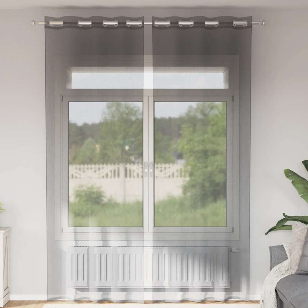 Voile Vorhänge mit Ösen 2 Stk. Apfelgrün 140x140 cm
