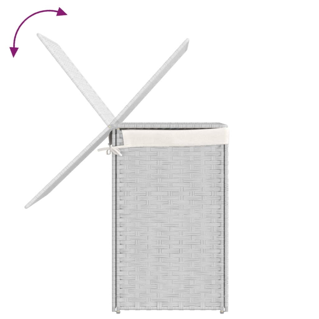 Wäschekorb mit 2 Fächern 53x35x57 cm Poly Rattan