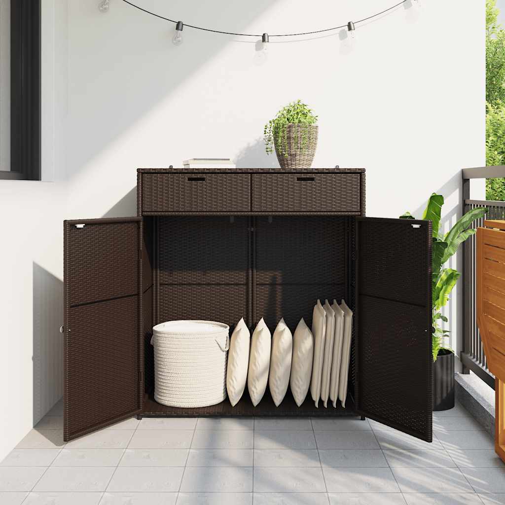 Gartenschrank Schwarz 55x55x111 cm Poly Rattan
