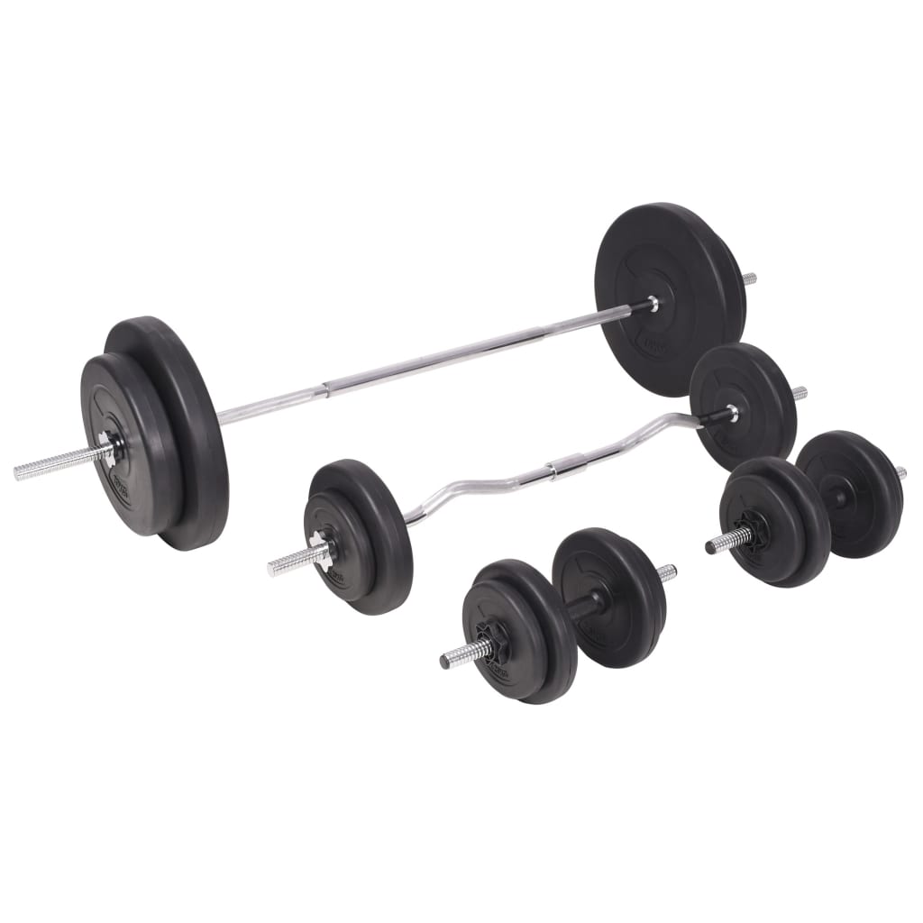 Hantelbank mit Ablage, Langhantel und Kurzhantel Set 60,5 kg