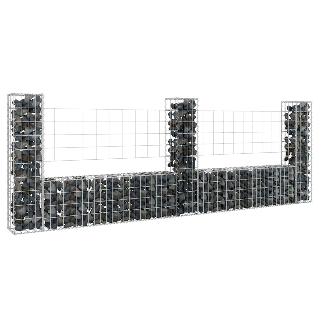 Gabionenkorb U-Form mit 2 Säulen Eisen 140x20x150 cm