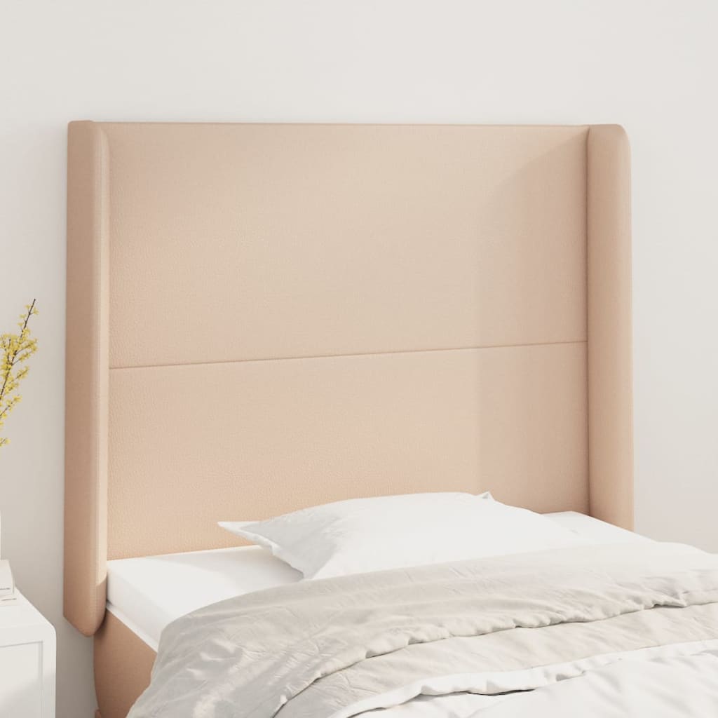 Kopfteil mit Ohren Creme 83x16x78/88 cm Kunstleder