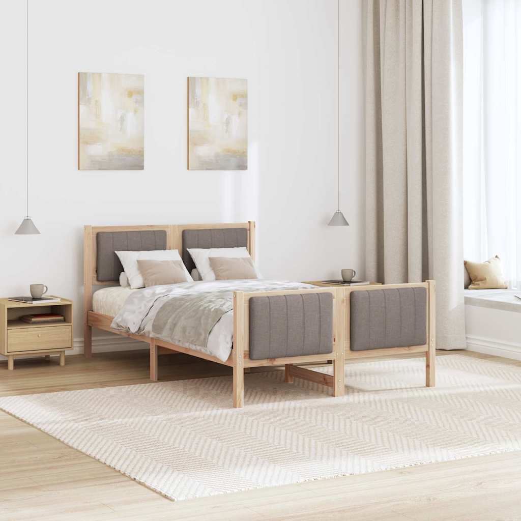 Bettgestell Braun und hellgrau 200 x 200 cm Massivholz Kiefer