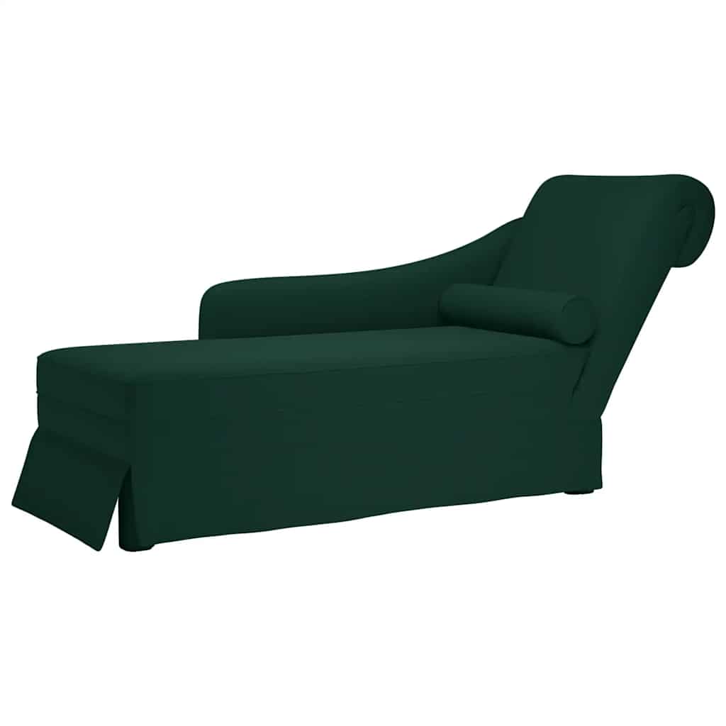 Chaiselongue mit Nackenrolle und Rechter Armlehne Blau Samt