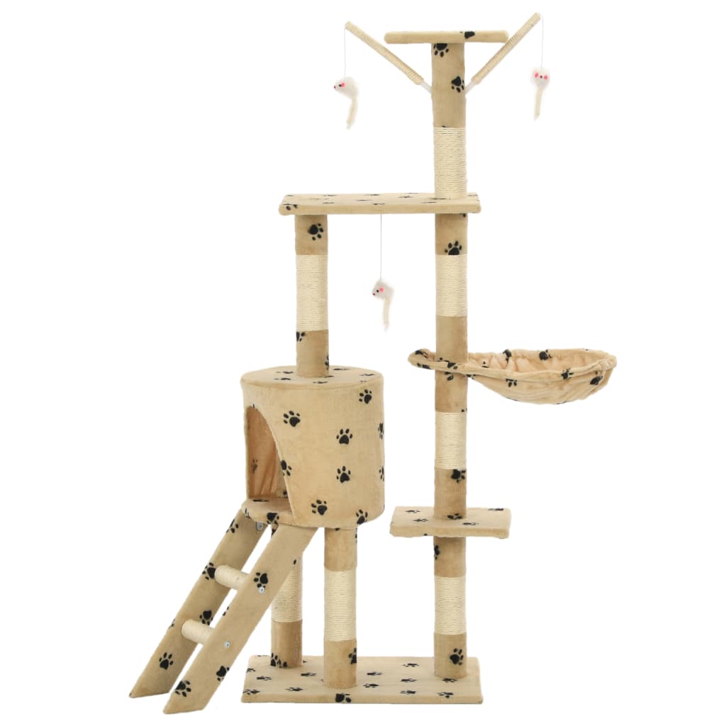 Katzen-Kratzbaum mit Sisal-Säulen 138 cm Grau