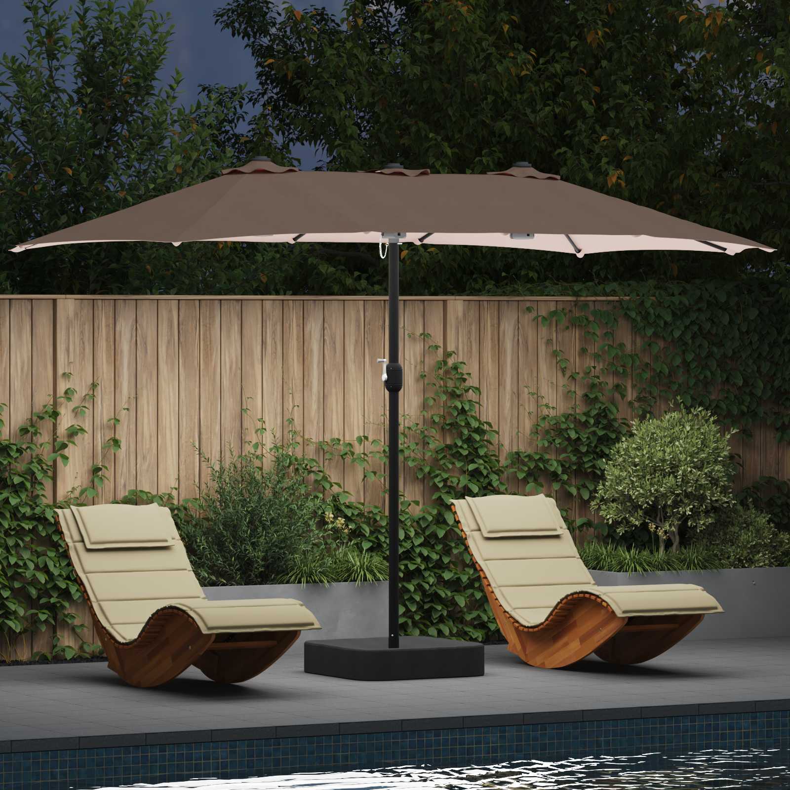Garten-Sonnenschirm Sand und Anthrazit 385 x 209 x 244 cm