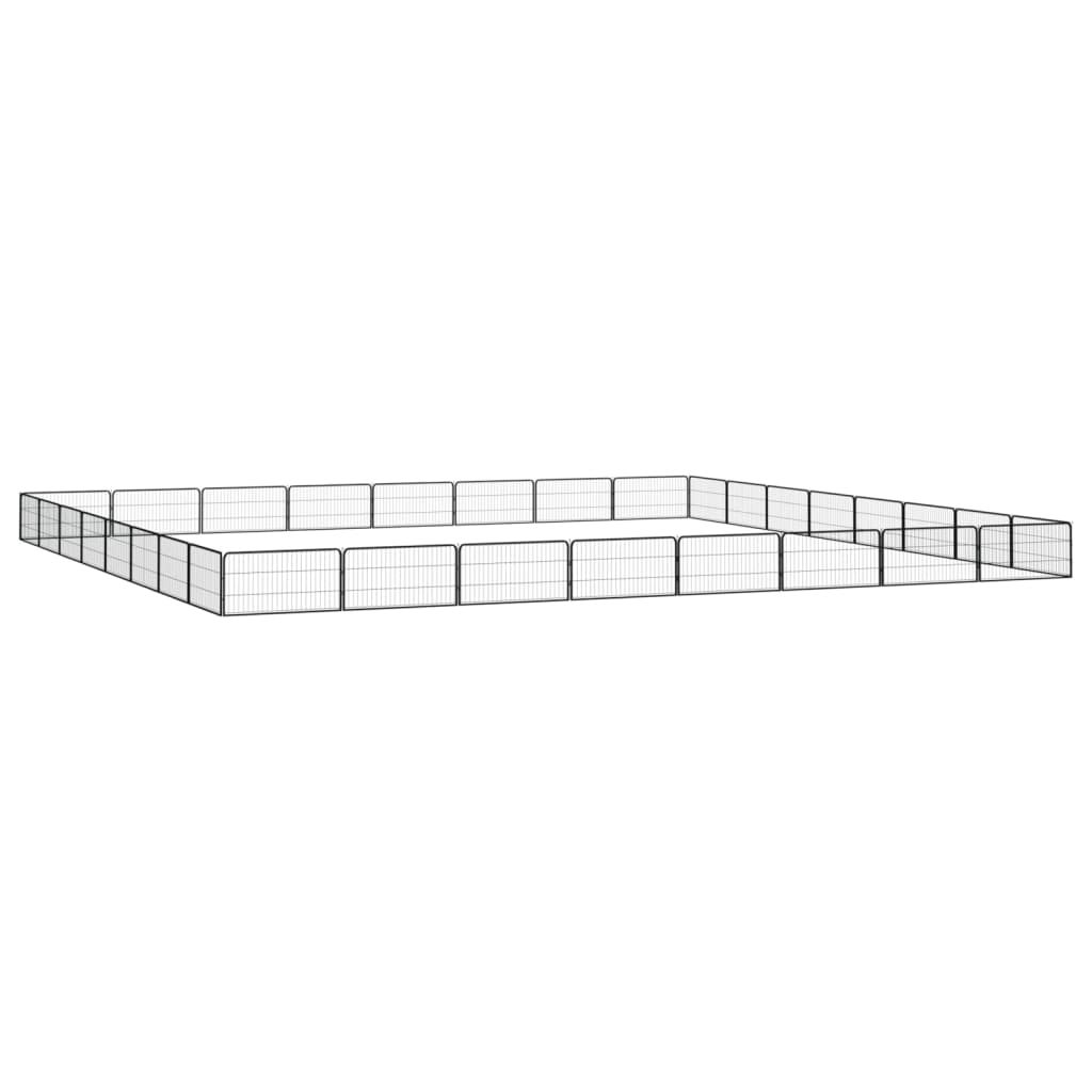 4-tlg. Hundelaufstall Schwarz 100x50cm Stahl Pulverbeschichtung
