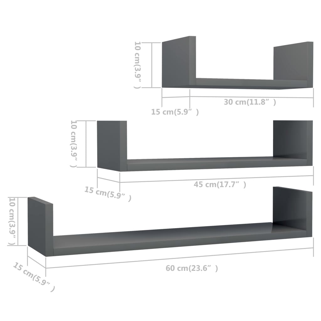Wandregal 3 Stk. Weiß Holzwerkstoff